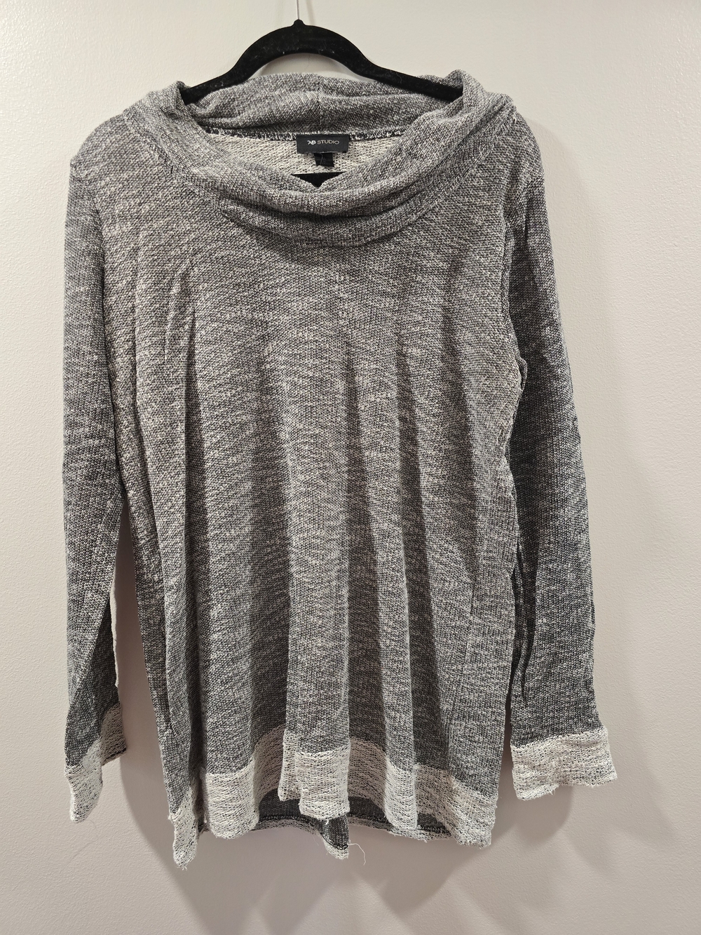 Studio Gray Marled Cowl Neck Sweater with Light Trim